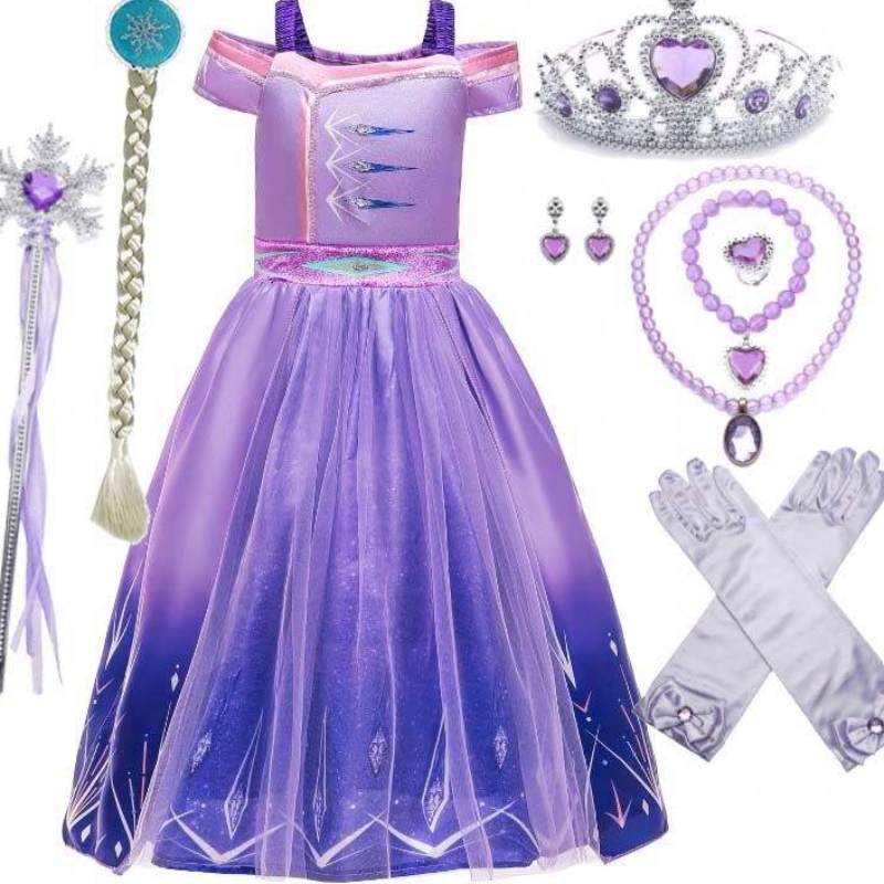 Tukkumyynti Prinsessa Pukun sekventin mesh Party Elsa -mekko lapsille asusteilla HCGD-030