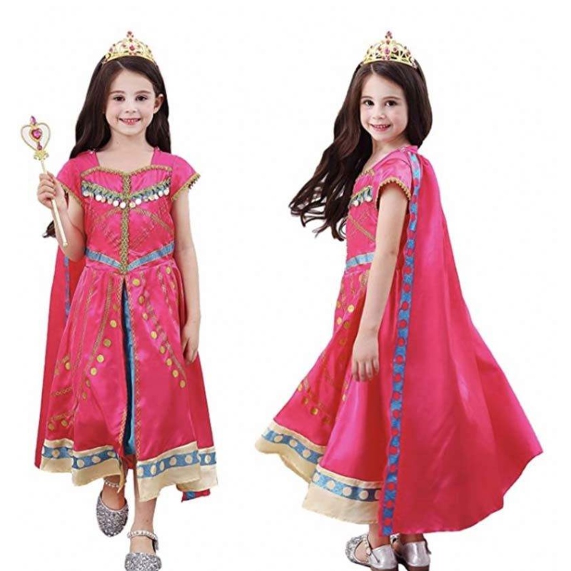 Tytöt pukeutuvat syntymäpäivän Halloween Party Little Prinsessa Puku arabialainen mekko Cape Tiara Wand HCAL-002