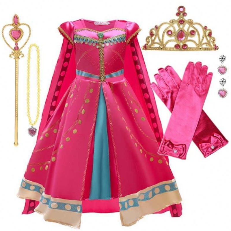 Tytöt pukeutuvat syntymäpäivän Halloween Party Little Prinsessa Puku arabialainen mekko Cape Tiara Wand HCAL-002
