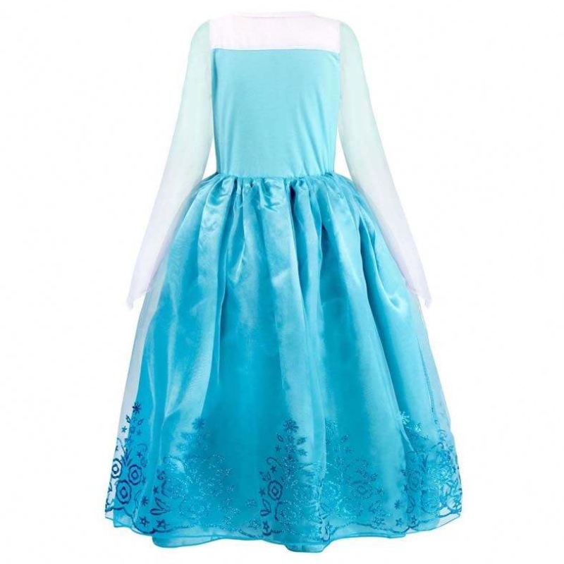 Lapset syntymäpäivänäyttelijä 2-10y paljetti sininen pitkähihainen Halloween Prinsessa Elsa Dress Cosplay HCGD-039