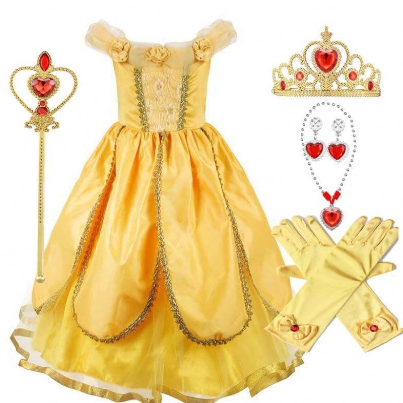 2022 Uudet saapuvat Little Kid Ball -puku Halloween Party Cosplay Girls -prinsessa Belle Beauty Cusme HCBL-004
