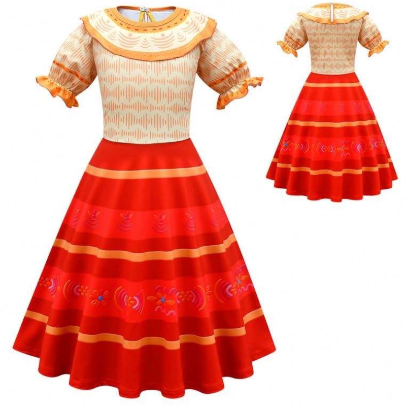 Carnival Halloween Princess -juhlavaatteet Kukka Ruffles Pitkä mekko Mirabel Encanto -puku 90-170 cm HCIS-006