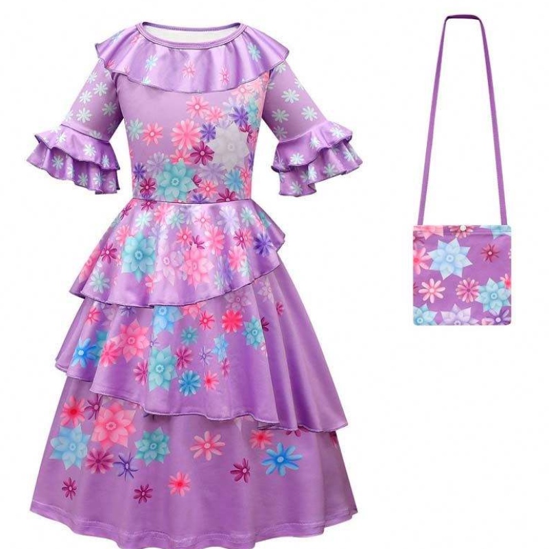 Carnival Halloween Princess -juhlavaatteet Kukka Ruffles Pitkä mekko Mirabel Encanto -puku 90-170 cm HCIS-006