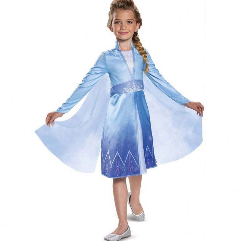 Kids Girls Halloween Party Cosplay 110-150cm Prinsessa pukeutuu Elsa-mekko Prinsessa HCGD-011