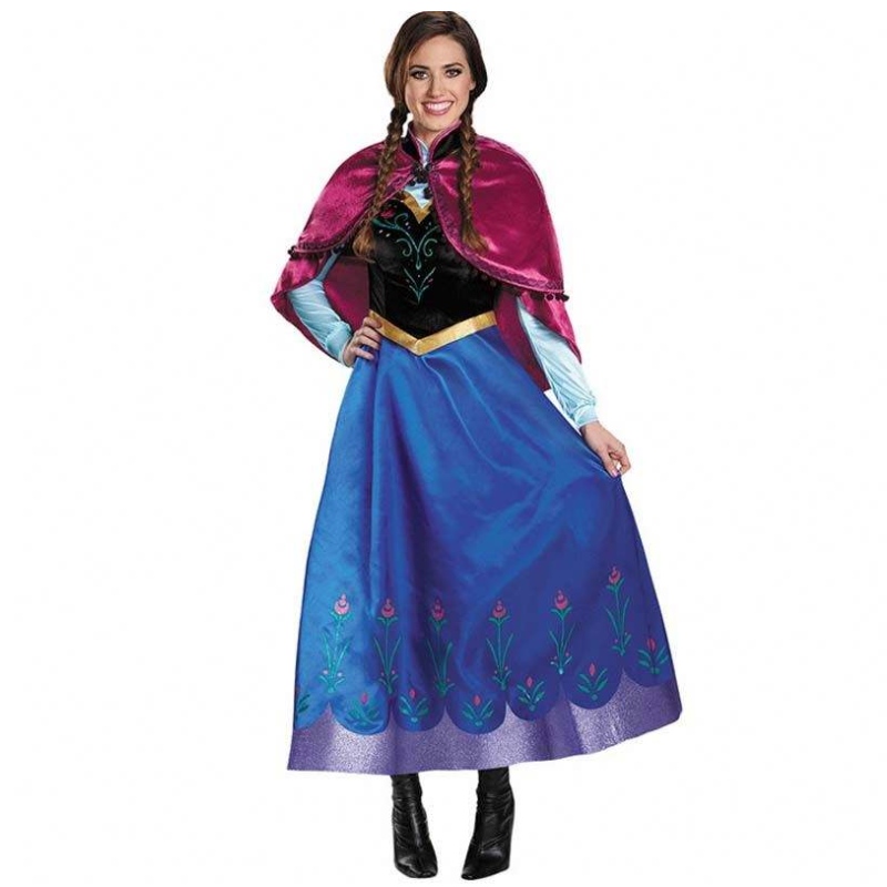 Myyjä 2022 Aikuinen Elsa Anna Cosplay Woman Halloween -puku Prinsessa Dress Aikuinen Anna Puku Cloak HCGD-053