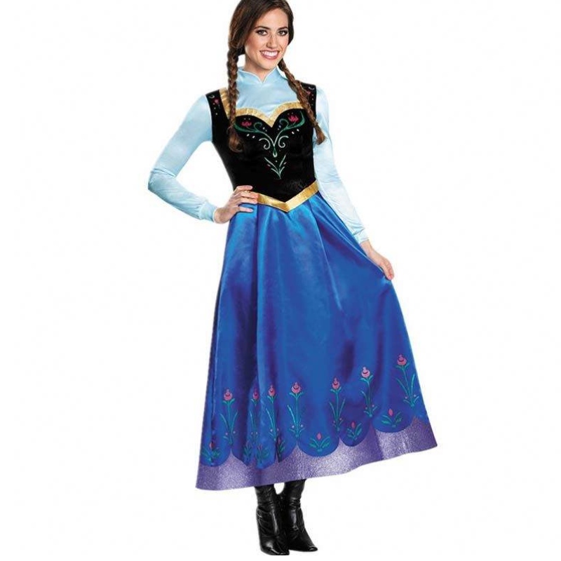 Myyjä 2022 Aikuinen Elsa Anna Cosplay Woman Halloween -puku Prinsessa Dress Aikuinen Anna Puku Cloak HCGD-053