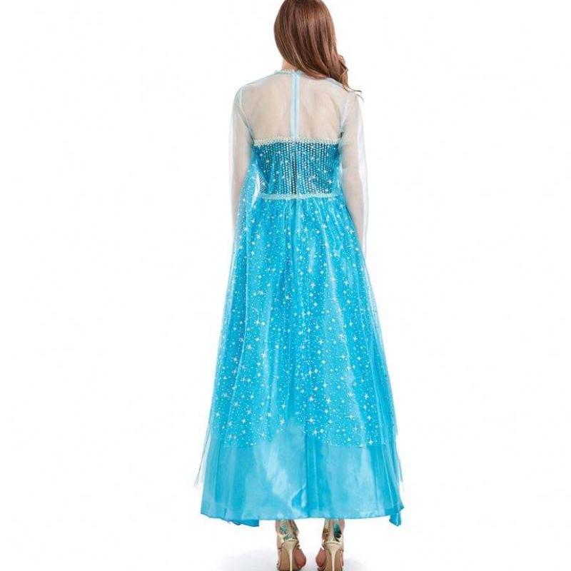 Novedesdes 2022 Halloween Cosplay Fancy Party Dress Up Blue Long Elsa -puku aikuinen HCGD-054