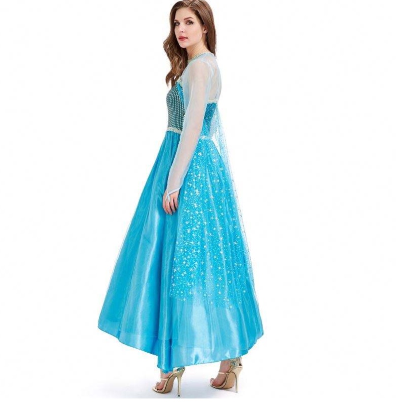 Novedesdes 2022 Halloween Cosplay Fancy Party Dress Up Blue Long Elsa -puku aikuinen HCGD-054