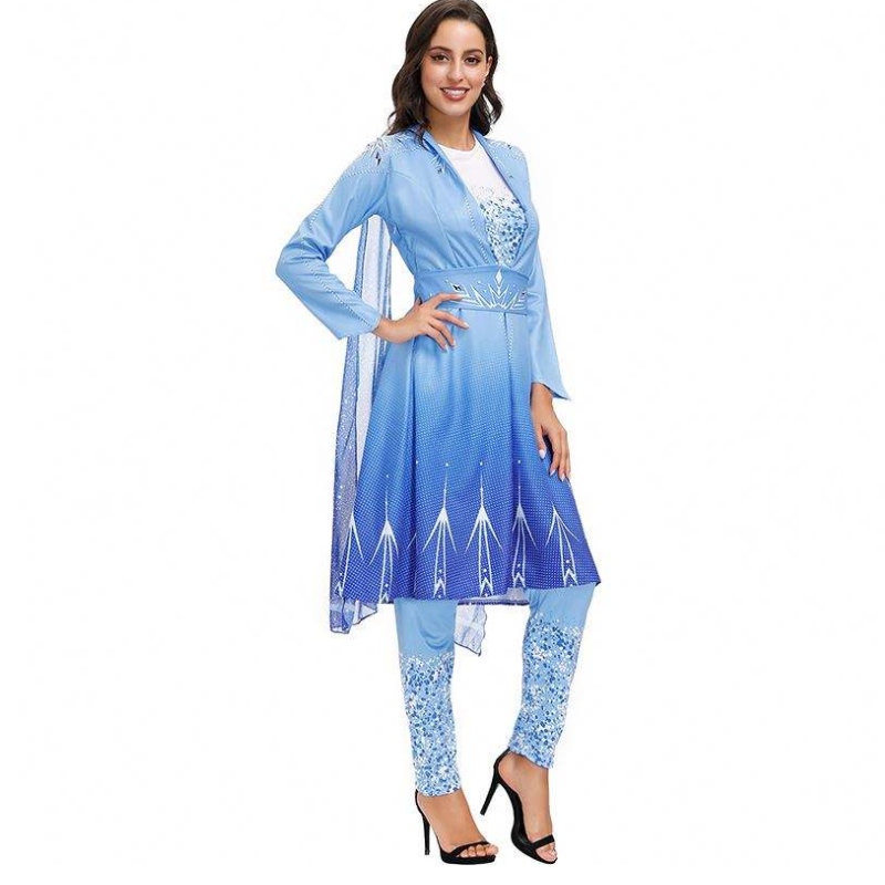 2022 Uudet saapujat aikuisten lumikuningatar Elsa cosplay Halloween-puku Naiset HCGD-055