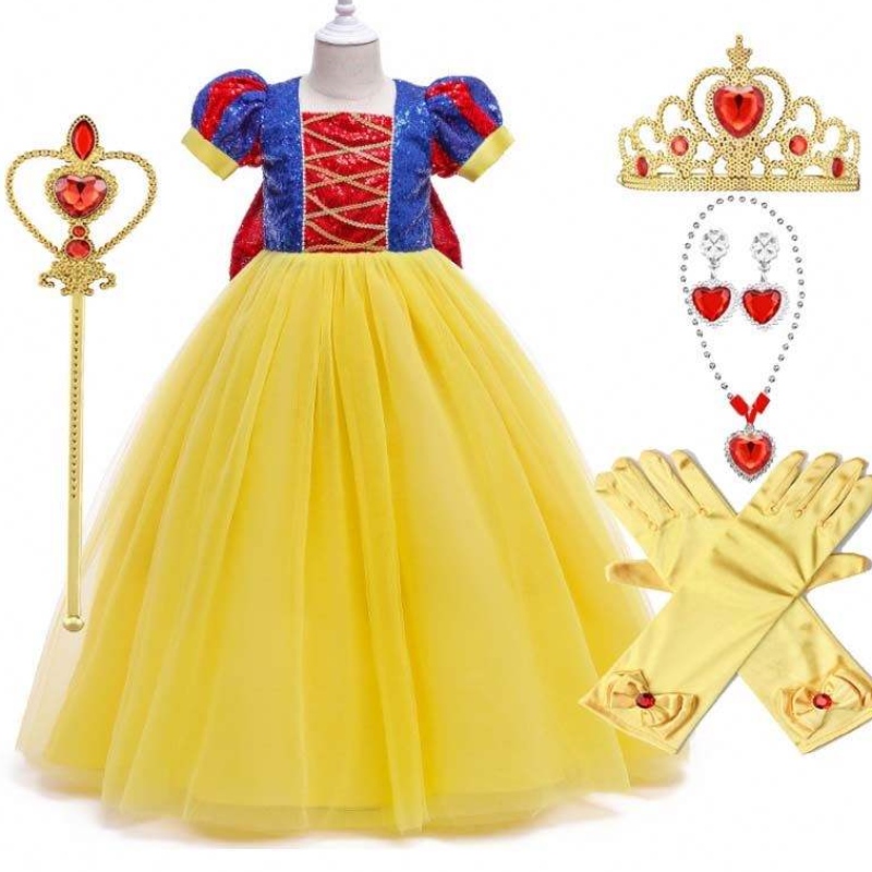 Tyttöjen syntymäpäiväjuhlat Lyhtyhiha lumivalkoinen prinsessamekko lapsille Tyttö Lumikki juhlapuku HCSW-008