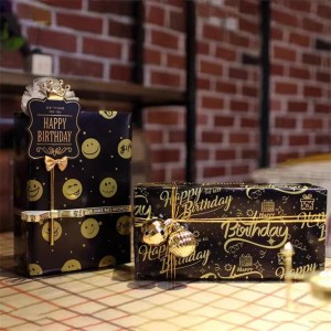 Käärepaperi Tulostettu kudospaperi Borthday Custom Logo -painettu 60G/70G/80G/90G/100G Käärityspaperi Lahjapaketti Monivärinen lahjapaperi Musta käärepaperi