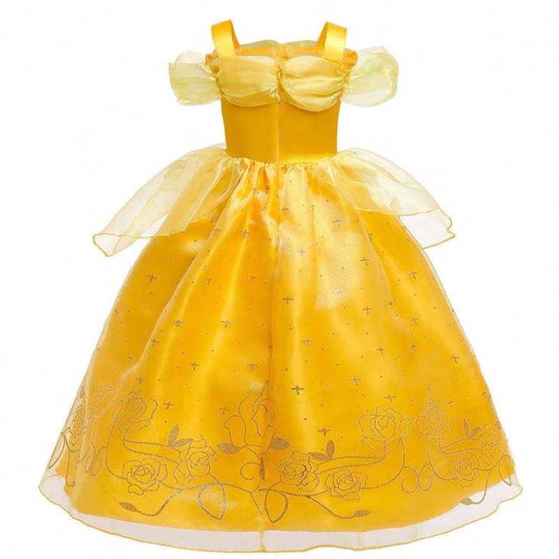Halloween Christmas asut Little Girl Keltainen kerrostetut klassiset lapset Belle Princess -mekot asusteilla HCBL-005