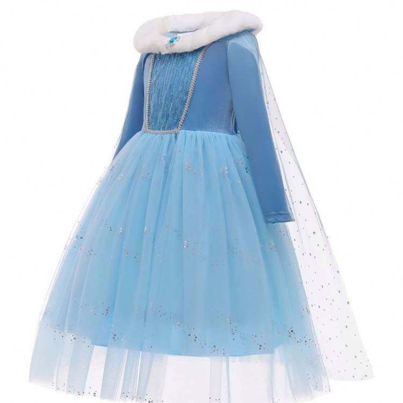 Halloween Cosplay Talvi Lämmin hieno mekko Elsa-mekko cosplay-puku Cape HCGD-045