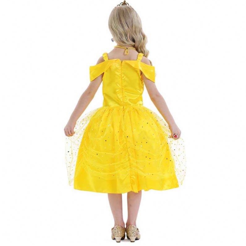 Fancy Halloween Xmas Syntymäpäiväjuhlat Carnival Yellow Ballgown Princess pukeutuu pikkutyttö Belle -mekot HCBL-007