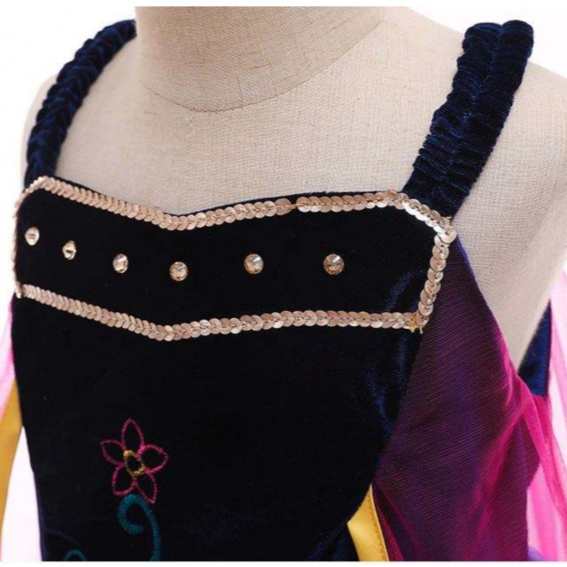 Tukkumyynti Prinsessa Anna Elsa Pukun pitkä mekko Kids Christmas Party Cosplay Puku -hakko mekko tytöille L0695