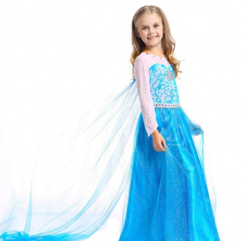 Baige Hot Myynny Lastenkäytön tyttövauva pitkähihainen maxi -mekko Elsa -mekko viitalla