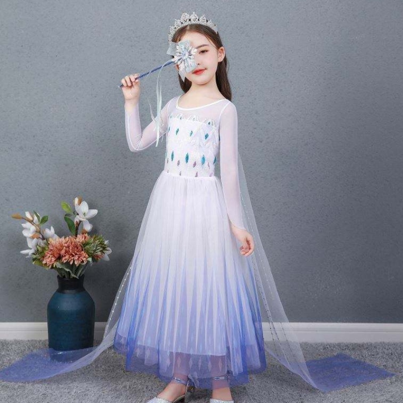 Baige Kids Girl Fancy Cosplay Long Cape Cosplay Party Princess Elsa -mekkopuku