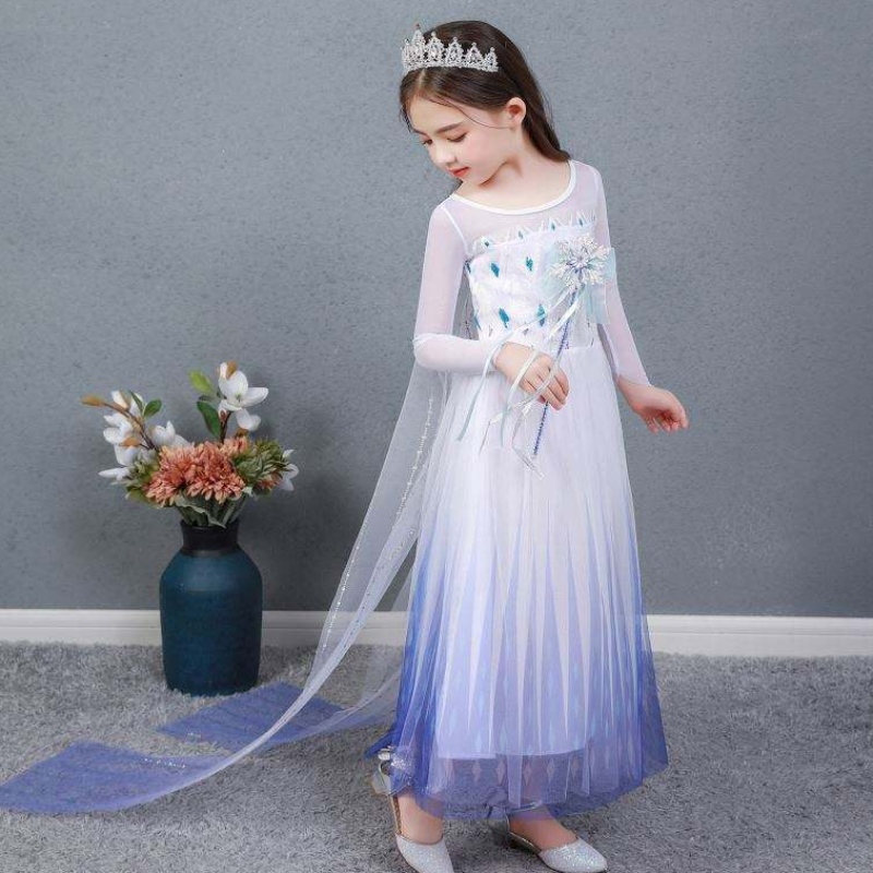 Baige Kids Girl Fancy Cosplay Long Cape Cosplay Party Princess Elsa -mekkopuku