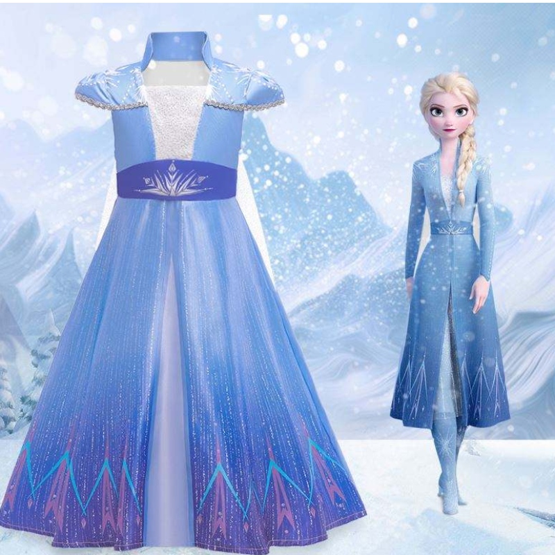 Uusi Elsa Frocks Fashion Shortholees takki Halloween Fairy Princess Child Cosplay -puku