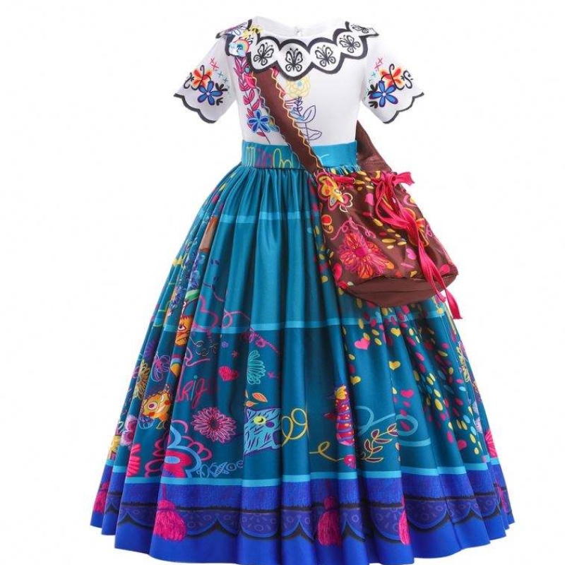 2022 Hot Sale Girls Encanto Movie Dress Up Mirabel -puku vauva lasten kesän pitkä mekko laukkuun