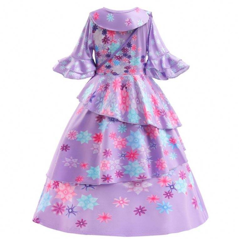 2022 UUSI FAITY KIDEN Encanto -puku Isabella cosplay Flower Printed Daily Wear -mekko tytölle laukussa