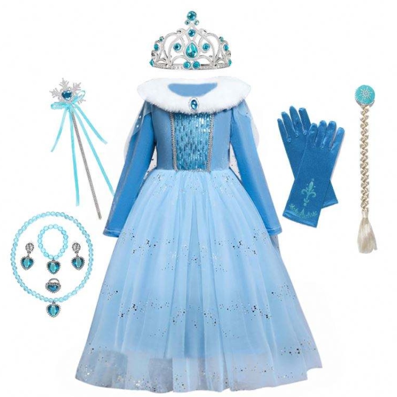 Anna Elsa -prinsessapuvut lapsille Halloween Christmas Party Cosplay Snow Queen Fancy Dresses Girls Snowflake Prom -puku