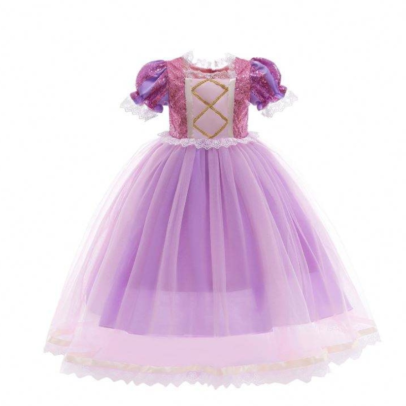 Prinsessa mekko lumivalkoinen mekko tyttö Rapunzel -mekko