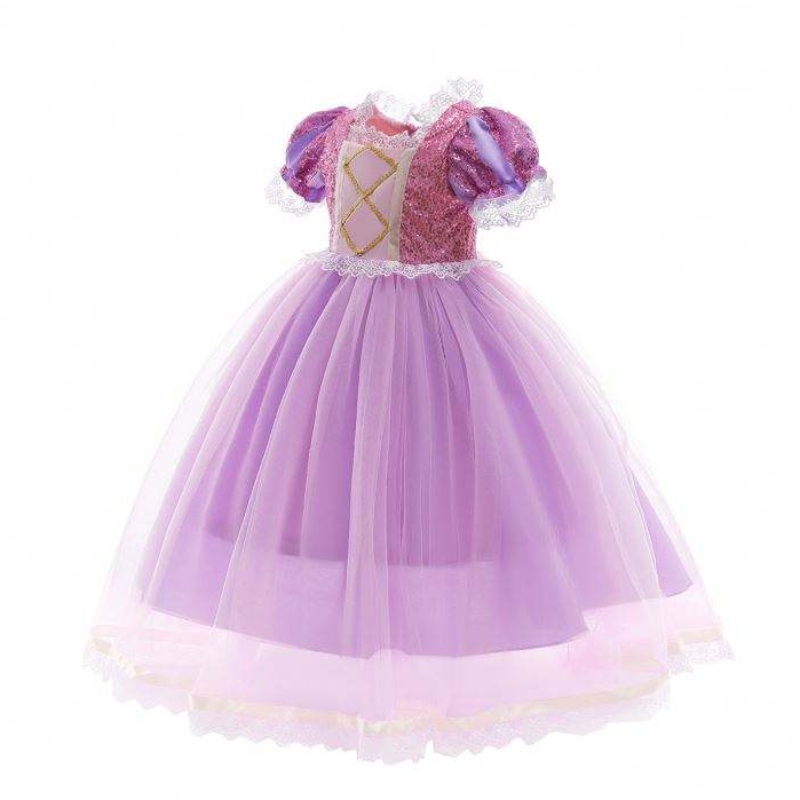 Prinsessa mekko lumivalkoinen mekko tyttö Rapunzel -mekko