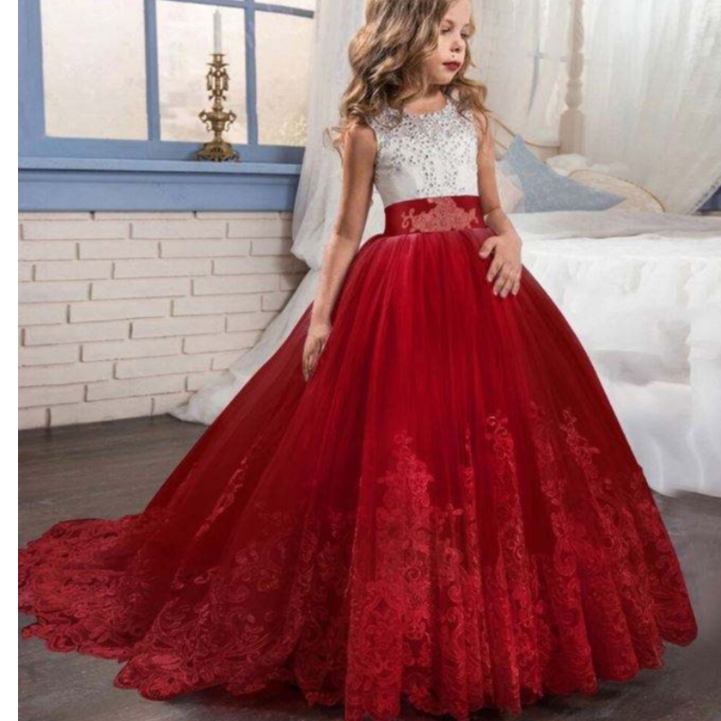 Baige ylellinen prinsessa hihaton juhlapuku tukkumyynti Kids Evening Ball -puku Fancy Birthday Party Prom -puku