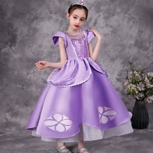 Baige Purple Sofia Rapunzel Elsa Anna Belle Princess Dress TV -elokuvapukut Sofiya Princess for Girl