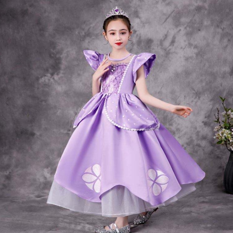 Baige Purple Sofia Rapunzel Elsa Anna Belle Princess Dress TV -elokuvapukut Sofiya Princess for Girl