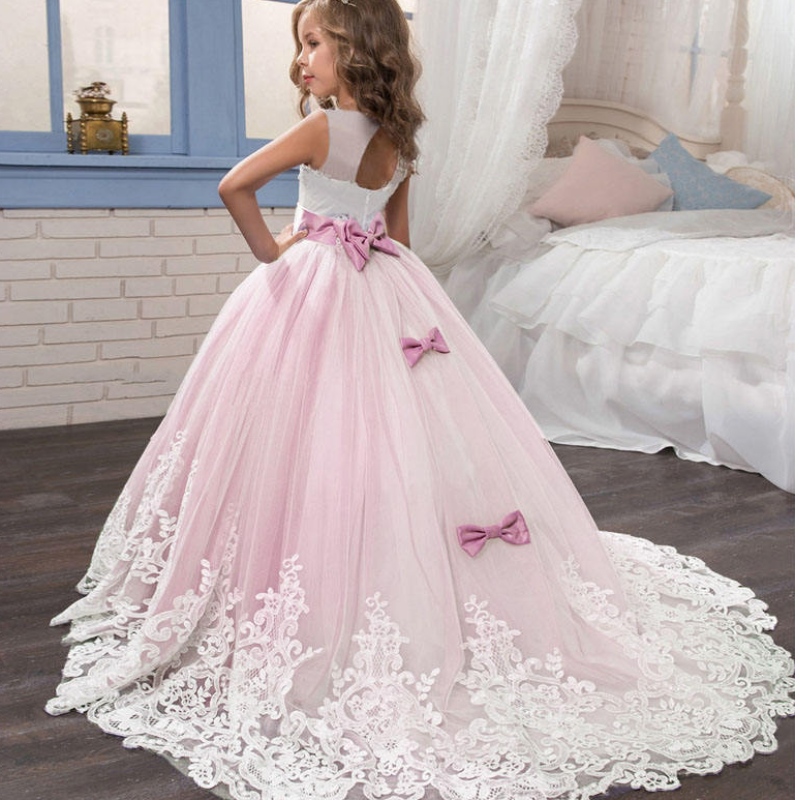 2022 Kesätyttöjen mekko pitkät lapset morsiusneitojen mekot Princess Party Wedding Dress 3 10 14 vuotta Vestido