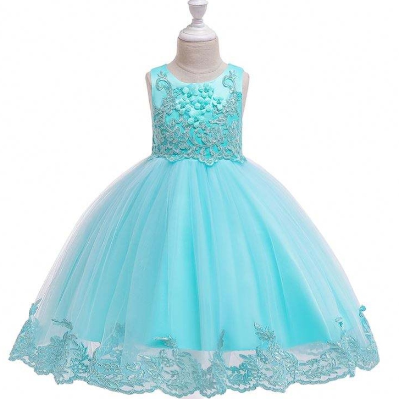 Baige Summer Kids Sequin Party Dress Flower Girl Lace Hihaton Frock Girl Syntymäpäivämekot Kukka tyttö Net -mekot