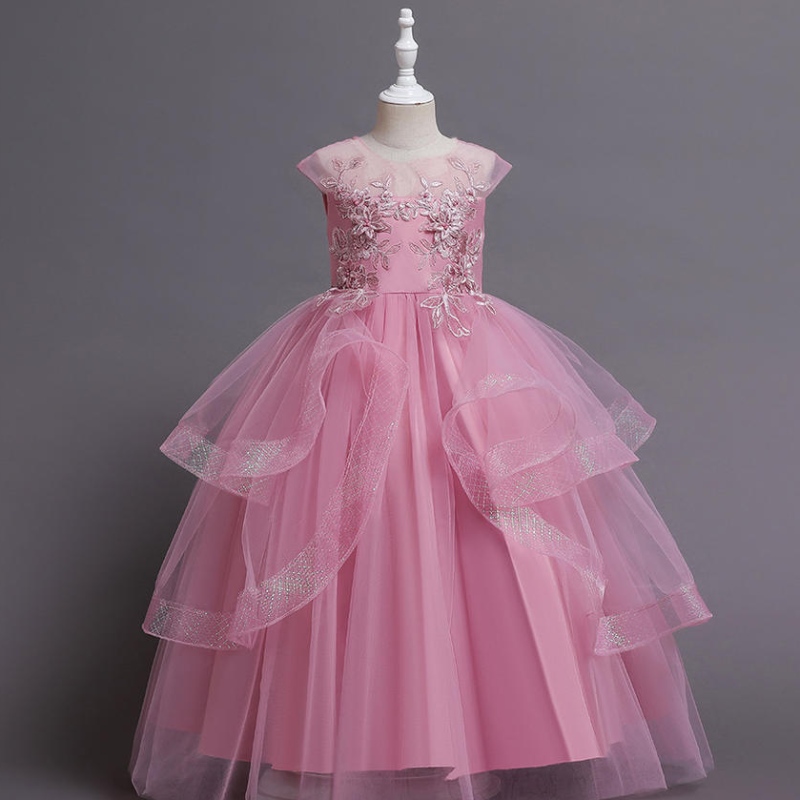 Kukkatyttöjen mesh tylli -mekot teini -ikäisille vintage kesähihaton tyylikäs juhla tutu vestidos lapset pukeutuvat