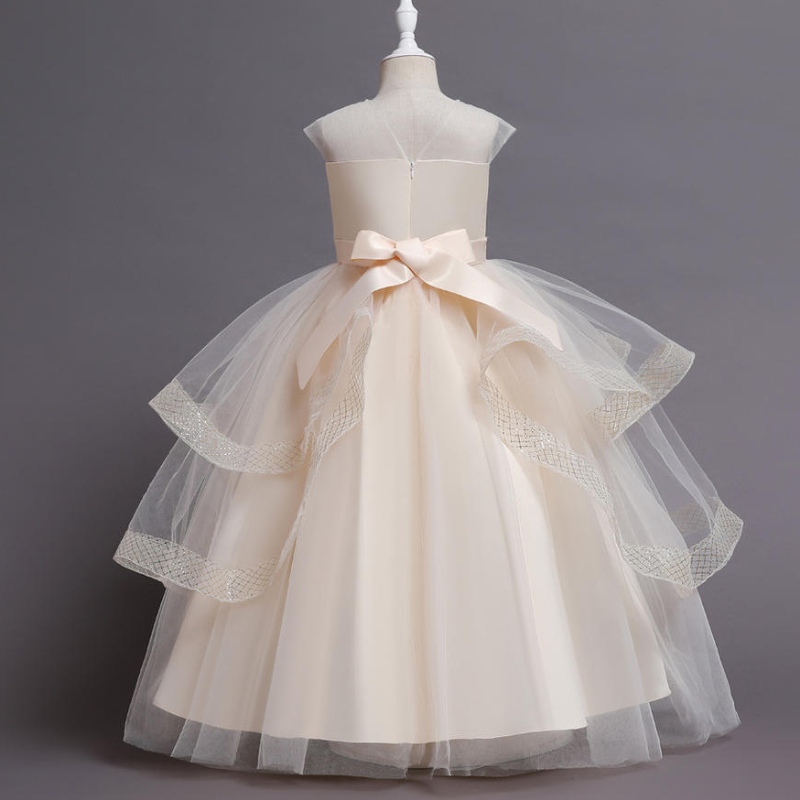 Kukkatyttöjen mesh tylli -mekot teini -ikäisille vintage kesähihaton tyylikäs juhla tutu vestidos lapset pukeutuvat