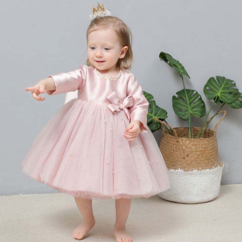 Baige uusi vauva yhden vuoden ikäinen mekko prinsessa mekko vauva sata päivää iso jousen paksuuntuneita lapsia DZ008