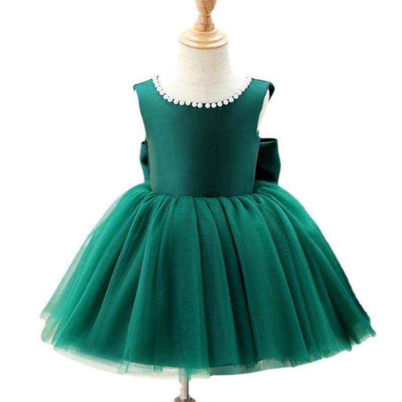 Baige Taapero Prinsessa Flower V Back Beading Dress Vauvatyttö Syntymäpäivähääjuhlat mekot