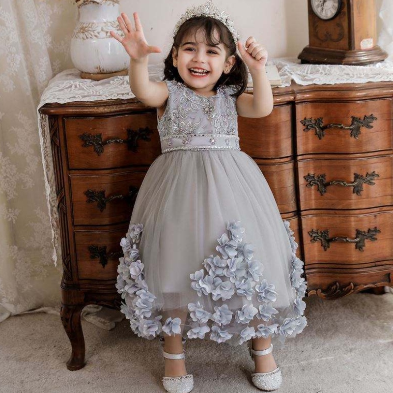 Baige Turkki -tyyliset lapset frock girl dress Baige Kids Syntymäpäiväjuhlakko 2 vuotta N2103