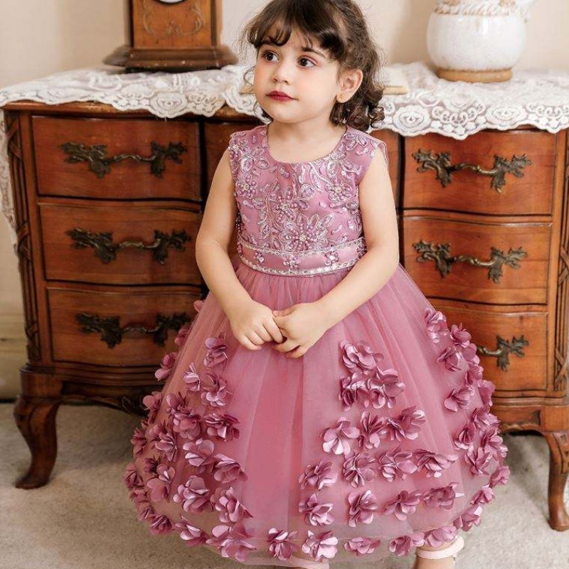 Baige Turkki -tyyliset lapset frock girl dress Baige Kids Syntymäpäiväjuhlakko 2 vuotta N2103