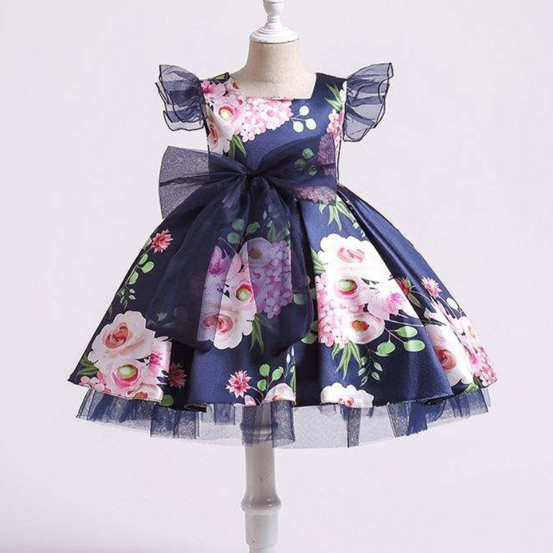 Baige Kids Party Kids Mekot tyttövauva Printti Häät Frock Hostess Prinsessa mekko xh82028