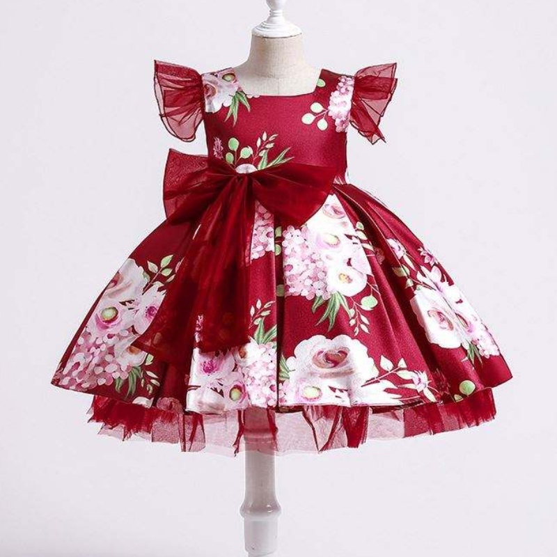 Baige Kids Party Kids Mekot tyttövauva Printti Häät Frock Hostess Prinsessa mekko xh82028