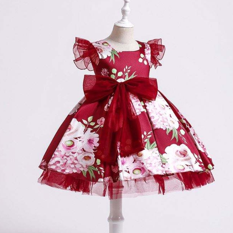Baige Kids Party Kids Mekot tyttövauva Printti Häät Frock Hostess Prinsessa mekko xh82028