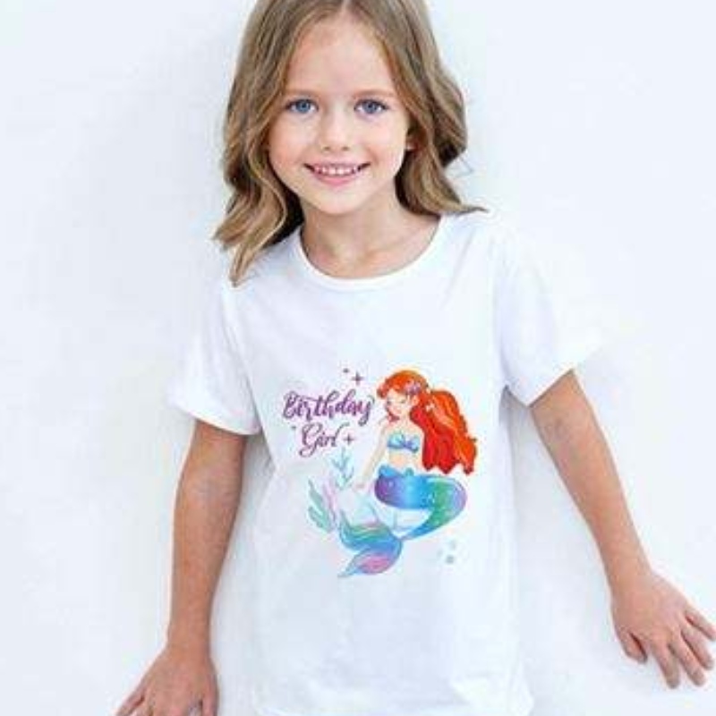 Baige Girl Summer Lyhytaikainen söpö yksisarvinen painetut puuvillapaita Rainbow Tutun esityshame