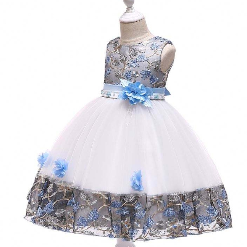 Uusi saapuminen Flutter Hihaton tyttövauva Syntymäpäiväjuhla -pukeutuminen Lapset Frocks -malleja 8 -vuotiaille lapsille L5045