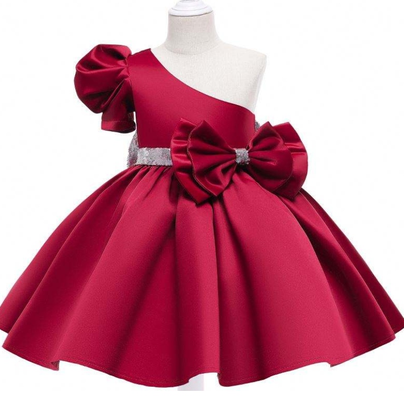 Baige Flower Sequin Girls Summer Dresses Party Syntymäpäivätyttömekot Trading Kids Vaatteet L0821