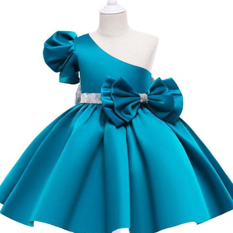 Baige Flower Sequin Girls Summer Dresses Party Syntymäpäivätyttömekot Trading Kids Vaatteet L0821