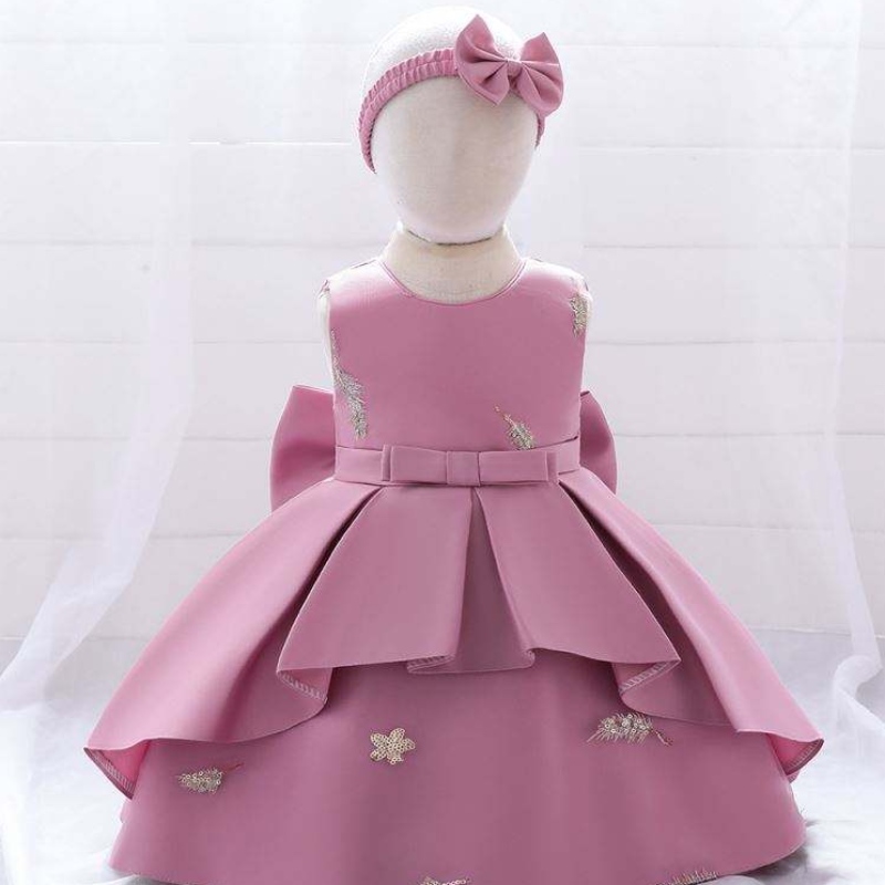 Baige 2 -Year Baby Lace Party Frock Big Bow Princess Wedding Ball Gown Design Kids Syntymäpäiväkirjonta Taapero tyttömekko