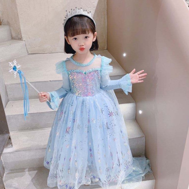 Baige tukkumyynti pallopukujuhlat Prinsessa mekko Halloween Lasten syntymäpäivä cosplay -puku pitkähihainen elsa -mekko