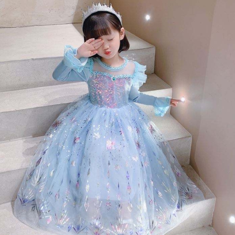 Baige tukkumyynti pallopukujuhlat Prinsessa mekko Halloween Lasten syntymäpäivä cosplay -puku pitkähihainen elsa -mekko