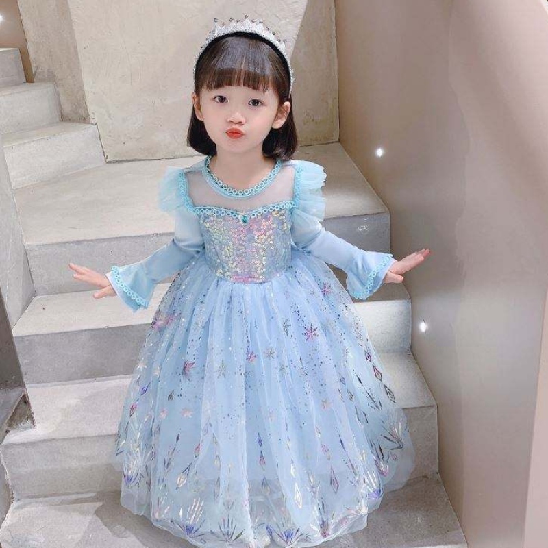 Baige tukkumyynti pallopukujuhlat Prinsessa mekko Halloween Lasten syntymäpäivä cosplay -puku pitkähihainen elsa -mekko
